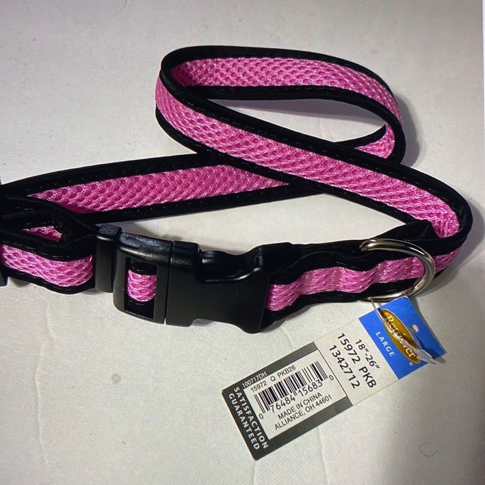 New pink mesh dog collar, large 18 to 26 inches